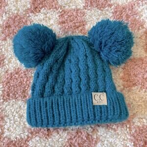 C.C KIDS Cable Knit Double Pom Beanie Winter Hat